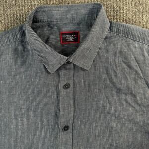 UNTUCKIt Men’s Canon Wrinkle Resistant Linen Shirt Short Sleeve Button Up XXL